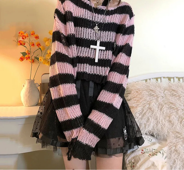 Soft Goth Striped Sweater