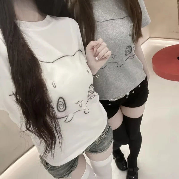 Oversized Kitty T-Shirt Y2k