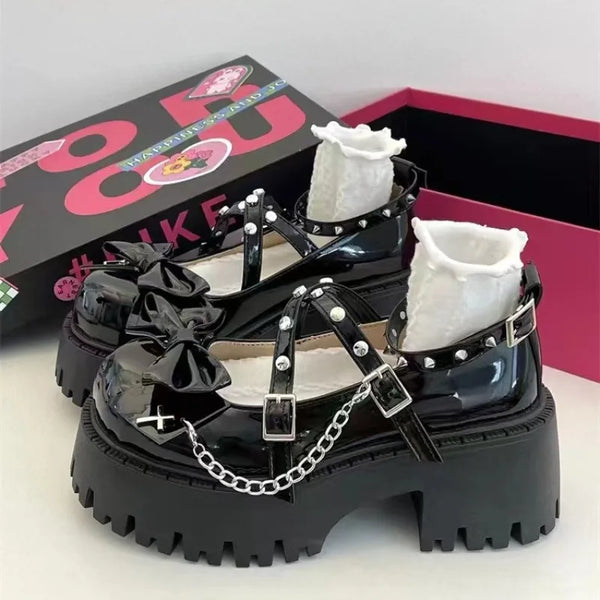 Platform Gothic Lolita Shoes with Bow