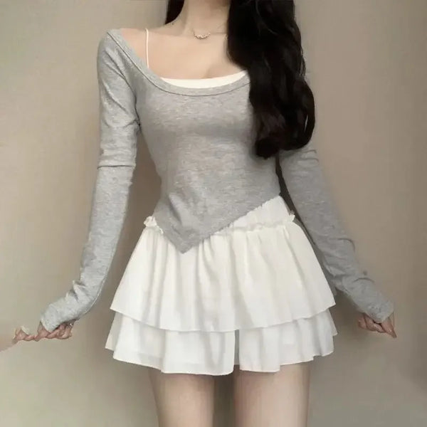 Ruflles Skirt Y2k High Waist