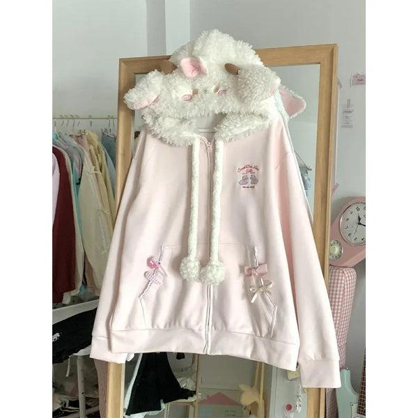 Y2K Oversized Hoodie Jacket & Plush Bear Ears