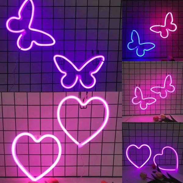 Butterfly Heart Glow Light Neon Dream Wall Decor