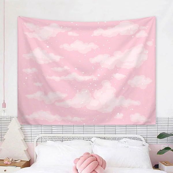 Pink Sky & Clouds Tapestry