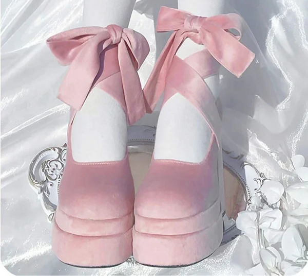 Sweet Platform Thick Heel Lolita Shoes & Bow