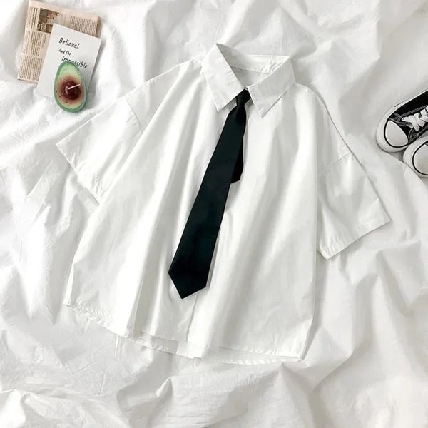 Classic White Short Sleeve Shirt & Tie