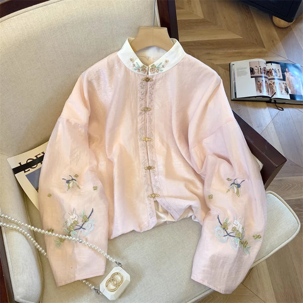 Blush Blossom Embroidered Blouse