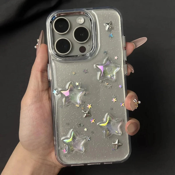 Epoxy Acrylic Stars Clear iPhone Case
