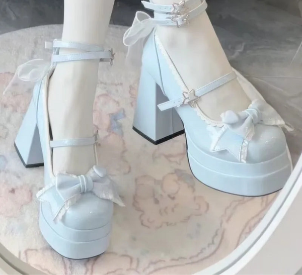 Elegant Lolita Platform Heels with Bow Detail