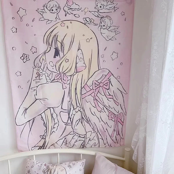 Kawaii Pink Girl Tapestry
